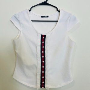 WHITE/RED/GREEN CROP TOP